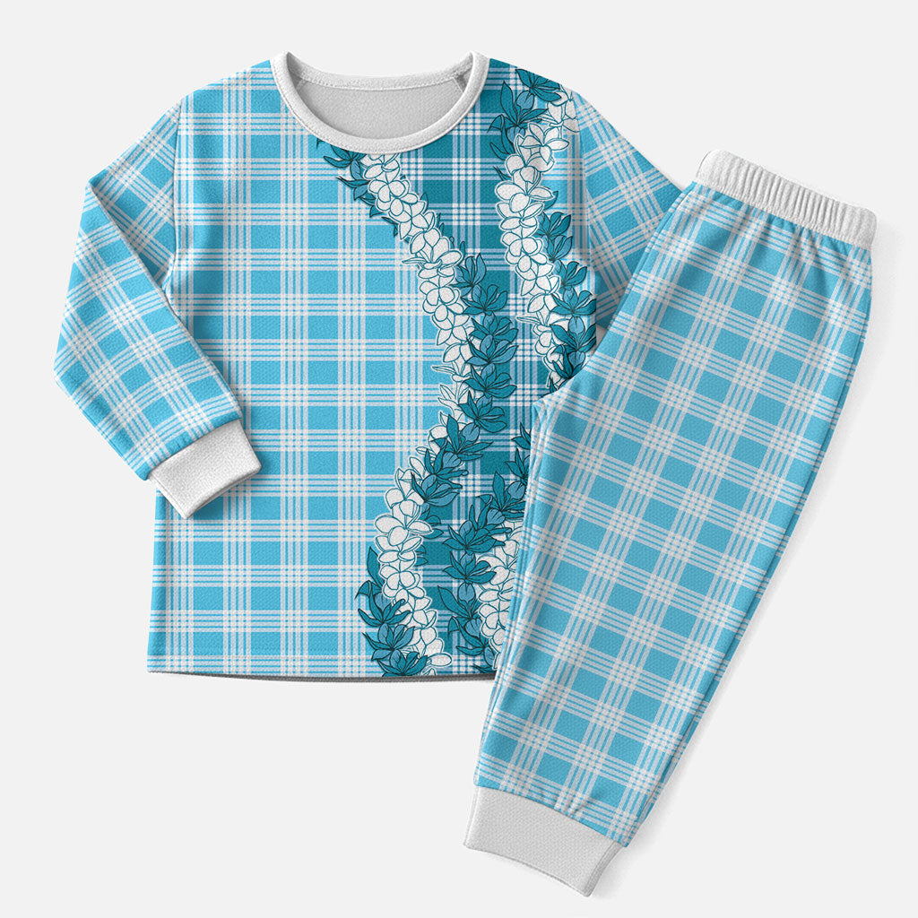 Blue Hawaii Palaka Christmas Pajama Set Hawaiian Honohono Lei LT05 Men Blue - Polynesian Pride