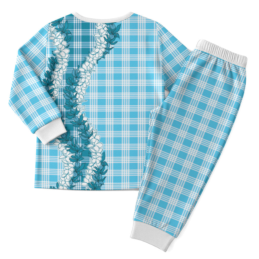 Blue Hawaii Palaka Christmas Pajama Set Hawaiian Honohono Lei LT05 - Polynesian Pride