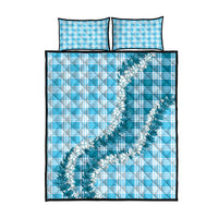 Blue Hawaii Palaka Quilt Bed Set Hawaiian Honohono Lei LT05 - Polynesian Pride