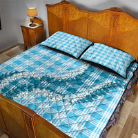 Blue Hawaii Palaka Quilt Bed Set Hawaiian Honohono Lei LT05 - Polynesian Pride