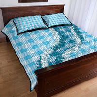 Blue Hawaii Palaka Quilt Bed Set Hawaiian Honohono Lei LT05 - Polynesian Pride