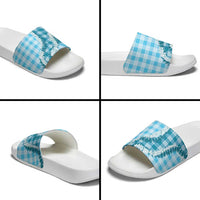 Blue Hawaii Palaka Slide Sandals Hawaiian Honohono Lei LT05 - Polynesian Pride