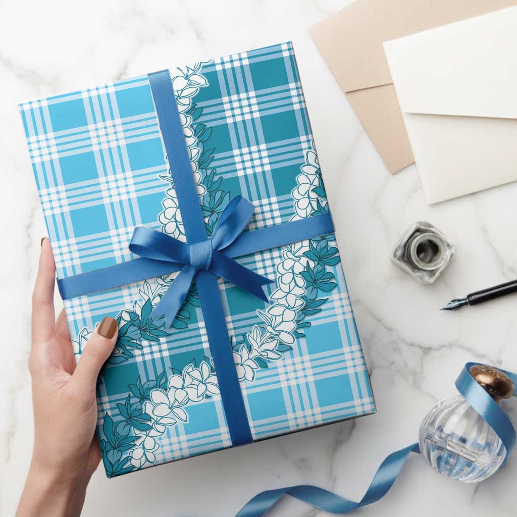 Blue Hawaii Palaka Wrapping Paper Hawaiian Honohono Lei LT05 - Polynesian Pride