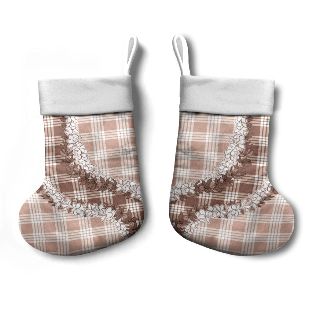 Beige Hawaii Palaka Christmas Stocking Hawaiian Honohono Lei LT05 - Polynesian Pride