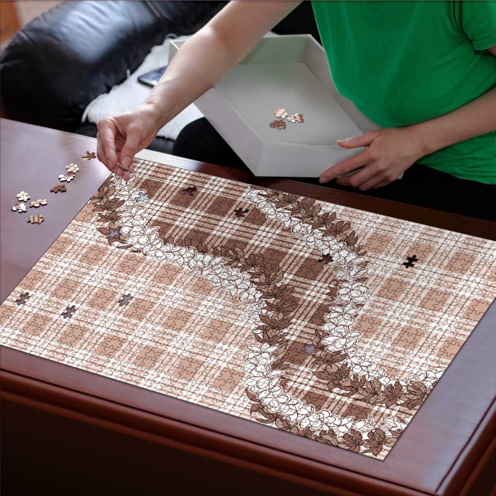 Beige Hawaii Palaka Puzzle Hawaiian Honohono Lei LT05 - Polynesian Pride