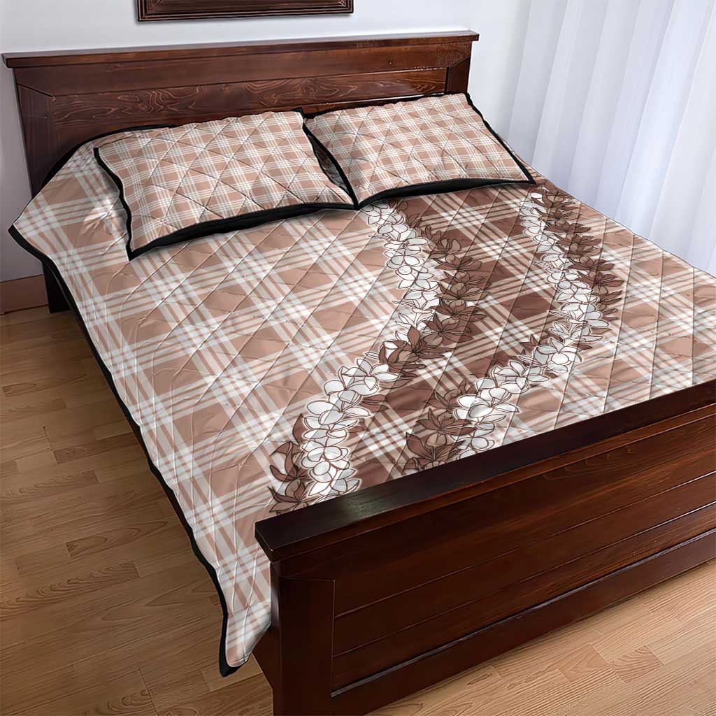 Beige Hawaii Palaka Quilt Bed Set Hawaiian Honohono Lei LT05 - Polynesian Pride