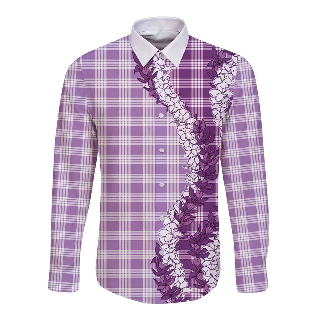 Violet Hawaii Palaka Long Sleeve Button Shirt Hawaiian Honohono Lei LT05 Unisex Violet - Polynesian Pride