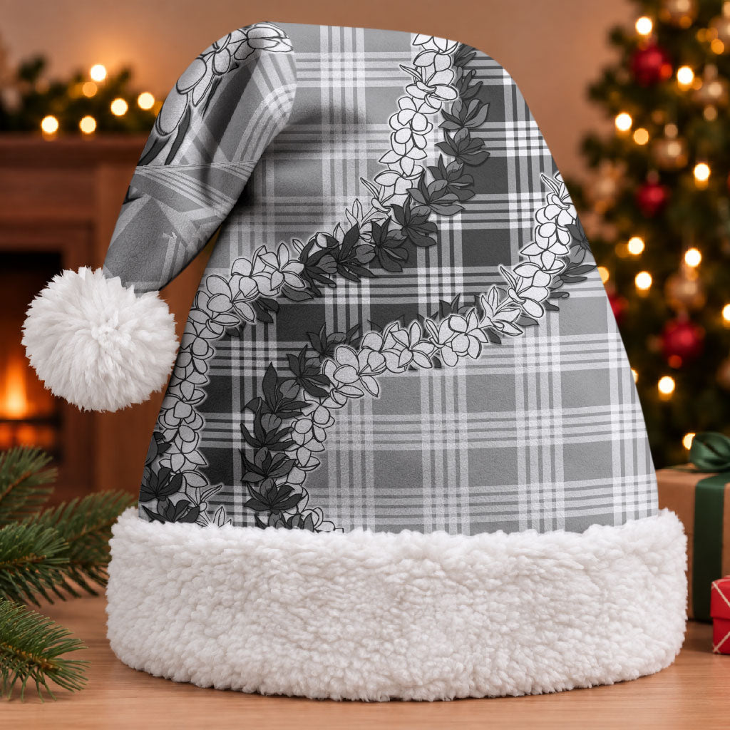 Gray Hawaii Palaka Christmas Santa Hat Hawaiian Honohono Lei LT05 With Fur Gray - Polynesian Pride