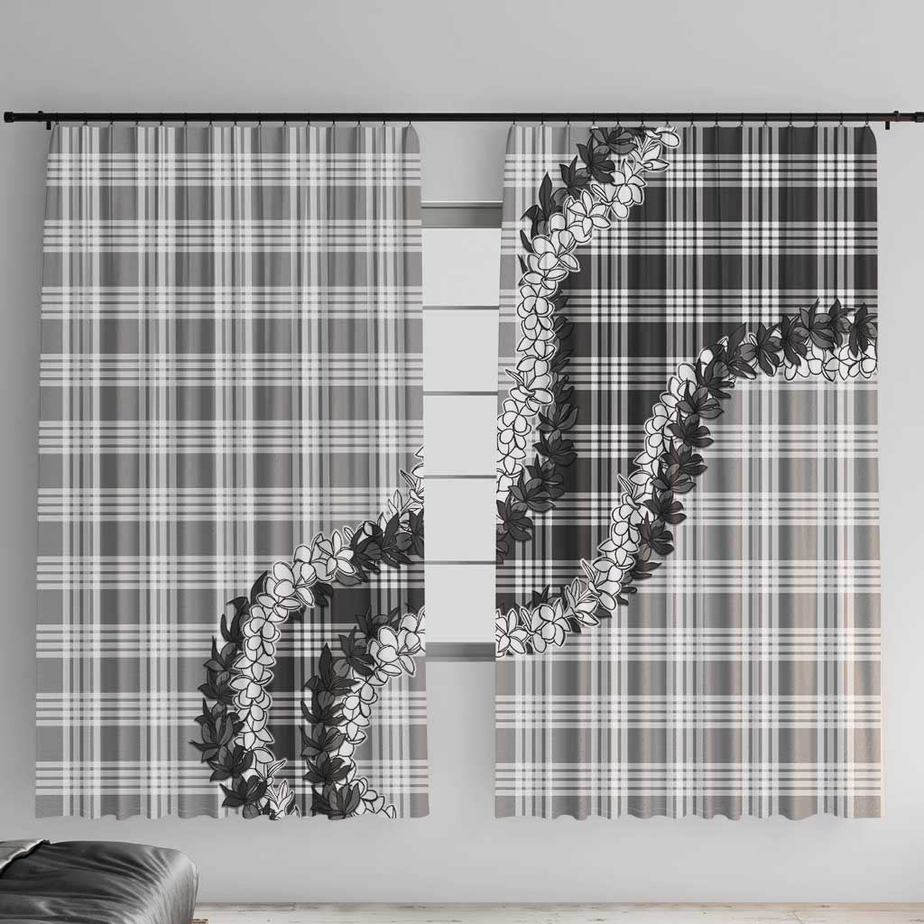 Gray Hawaii Palaka Window Curtain Hawaiian Honohono Lei LT05 With Hooks Gray - Polynesian Pride