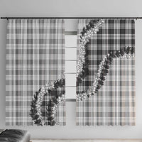 Gray Hawaii Palaka Window Curtain Hawaiian Honohono Lei LT05 With Hooks Gray - Polynesian Pride