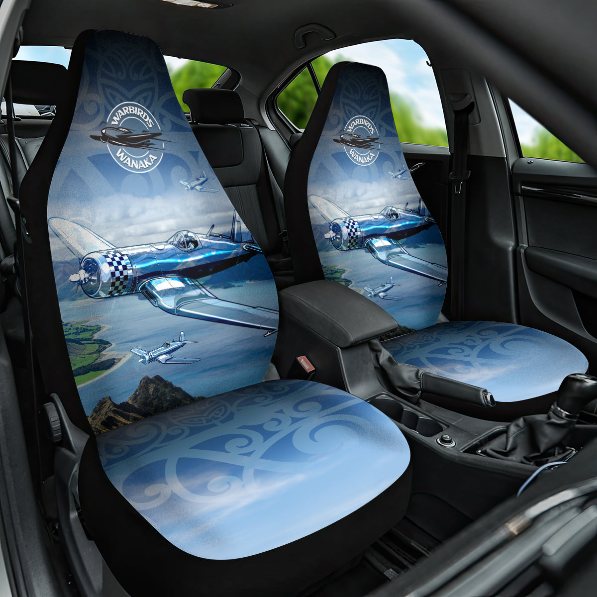 New Zealand Wanaka Air Show Car Seat Cover With Maori Pattern LT05 One Size Blue - Polynesian Pride