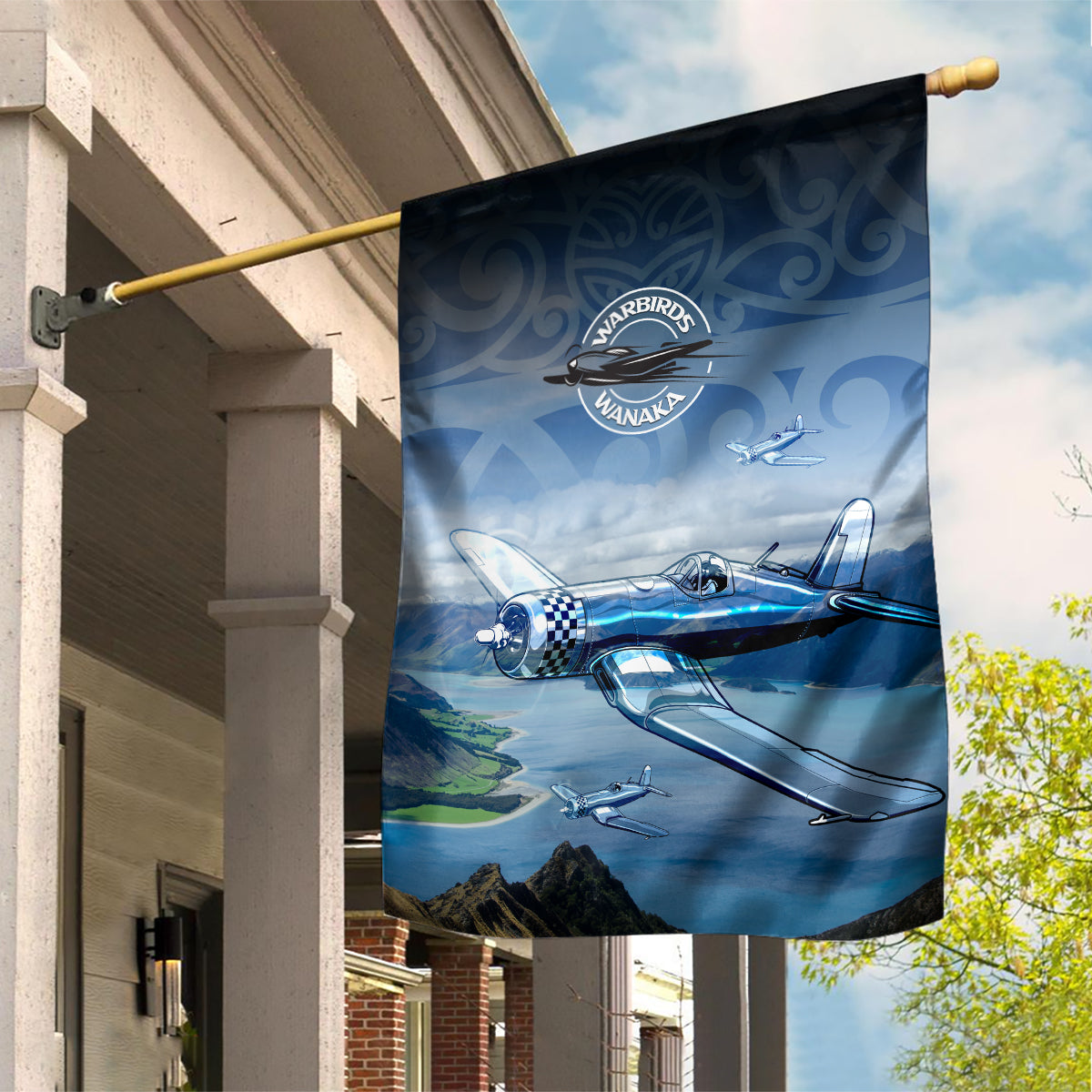 New Zealand Wanaka Air Show Garden Flag With Maori Pattern LT05 House Flag Blue - Polynesian Pride