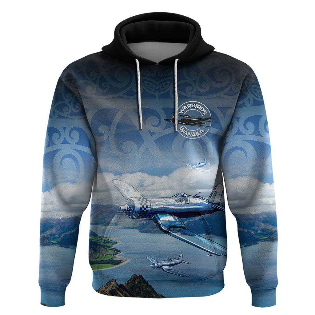 New Zealand Wanaka Air Show Hoodie With Maori Pattern LT05 Pullover Hoodie Blue - Polynesian Pride
