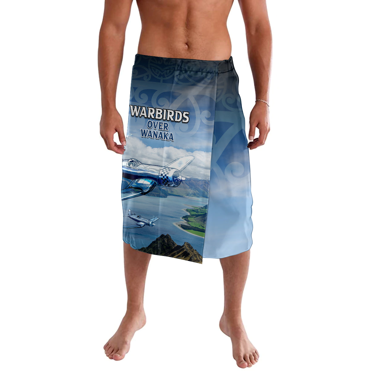 New Zealand Wanaka Air Show Lavalava With Maori Pattern LT05 Blue - Polynesian Pride