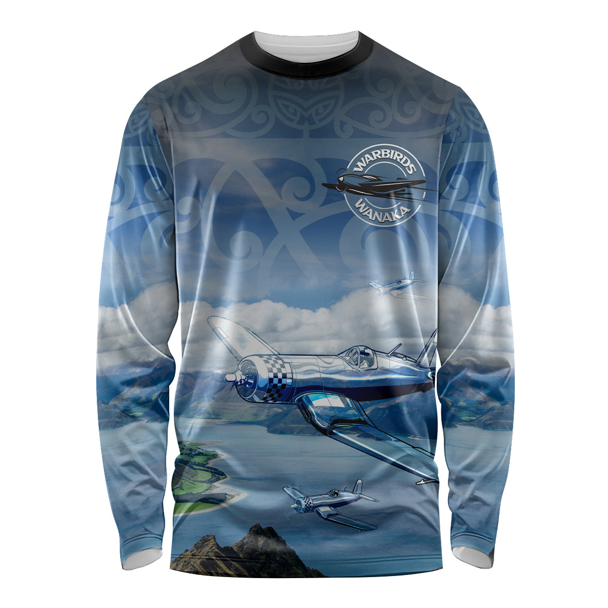 New Zealand Wanaka Air Show Long Sleeve Shirt With Maori Pattern LT05 Unisex Blue - Polynesian Pride