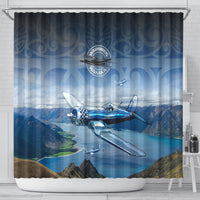 New Zealand Wanaka Air Show Shower Curtain With Maori Pattern LT05 - Polynesian Pride