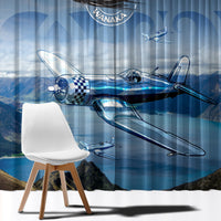 New Zealand Wanaka Air Show Window Curtain With Maori Pattern LT05 - Polynesian Pride