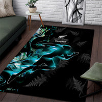 New Zealand Marathon Area Rug Silver Fern Paua Shell Simple Style LT05 Black - Polynesian Pride