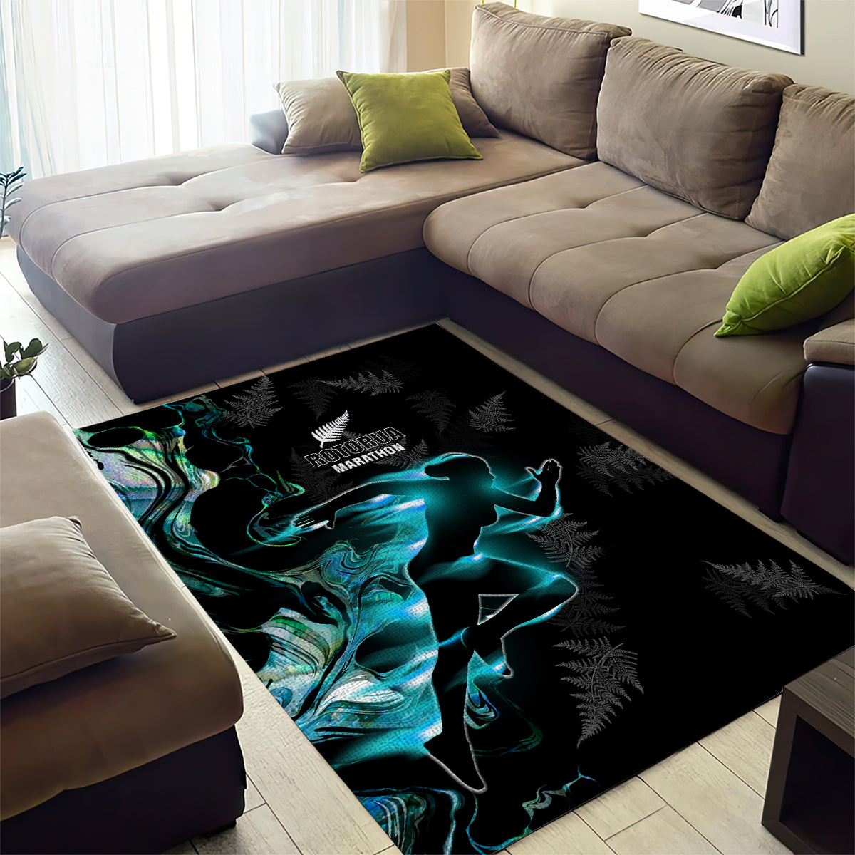 New Zealand Marathon Area Rug Silver Fern Paua Shell Simple Style LT05 - Polynesian Pride