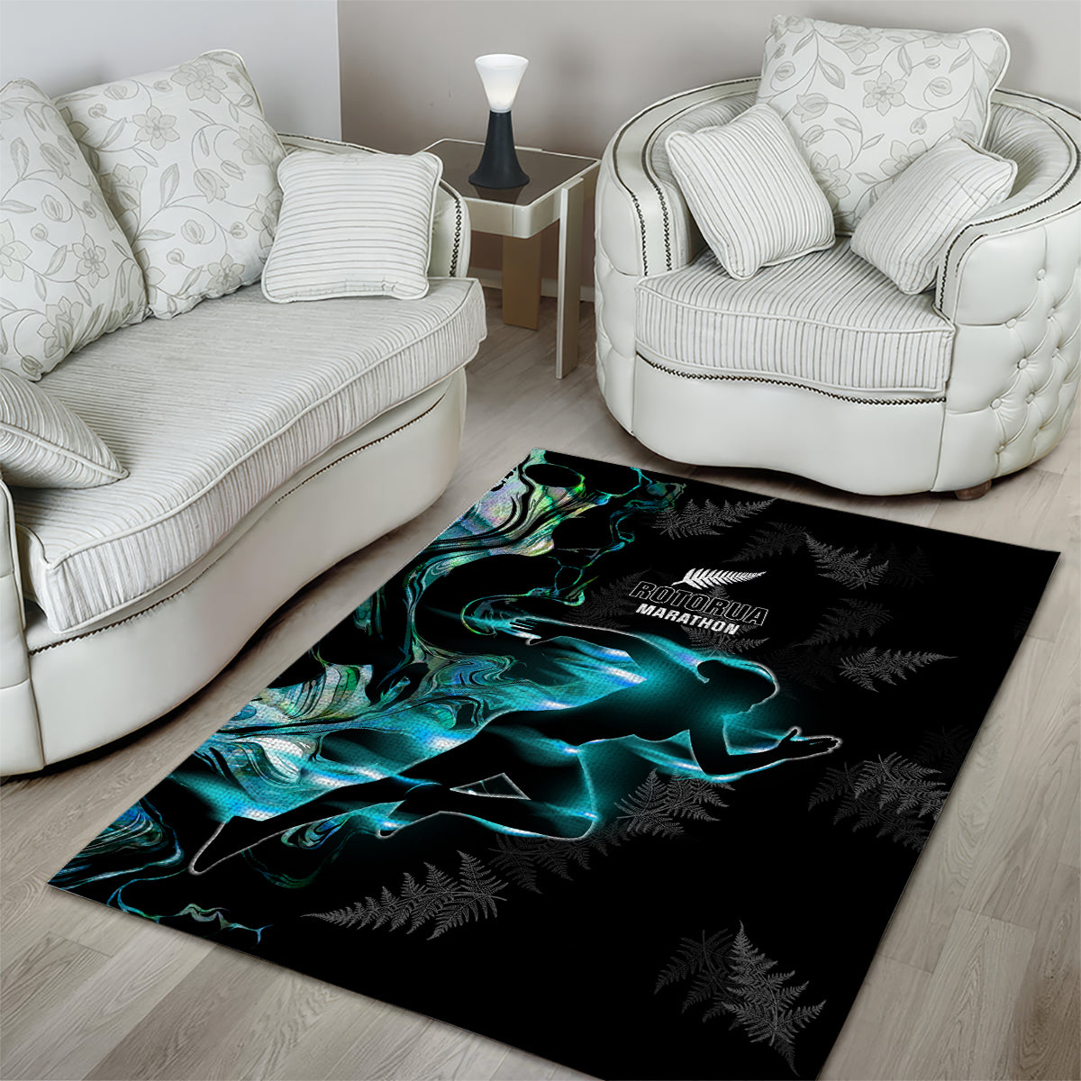 New Zealand Marathon Area Rug Silver Fern Paua Shell Simple Style LT05 - Polynesian Pride