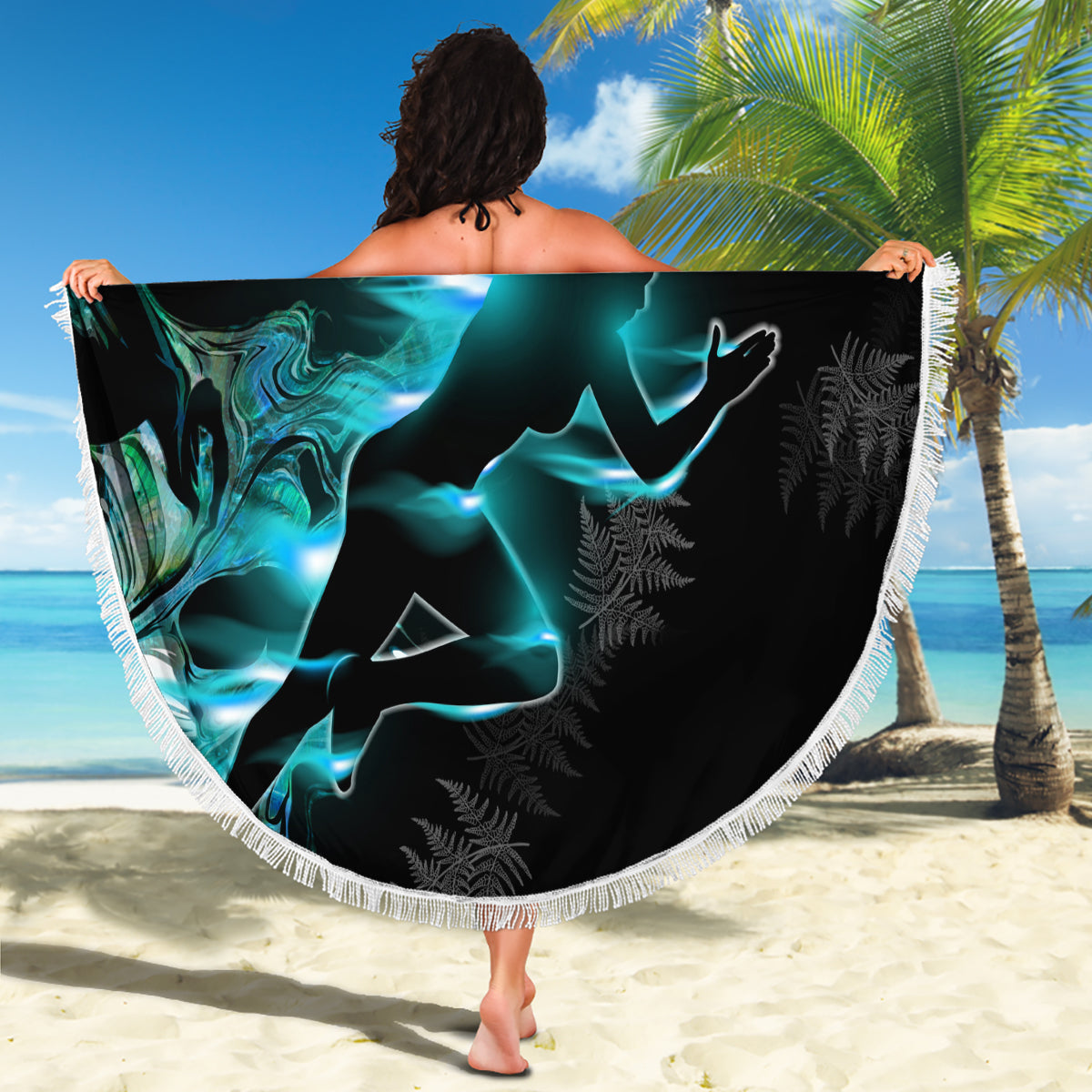 New Zealand Marathon Beach Blanket Silver Fern Paua Shell Simple Style LT05 - Polynesian Pride