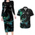 New Zealand Marathon Couples Matching Long Sleeve Bodycon Dress and Hawaiian Shirt Silver Fern Paua Shell Simple Style