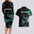 New Zealand Marathon Couples Matching Long Sleeve Bodycon Dress and Hawaiian Shirt Silver Fern Paua Shell Simple Style