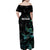 New Zealand Marathon Family Matching Off Shoulder Maxi Dress and Hawaiian Shirt Silver Fern Paua Shell Simple Style