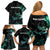 New Zealand Marathon Family Matching Off Shoulder Short Dress and Hawaiian Shirt Silver Fern Paua Shell Simple Style