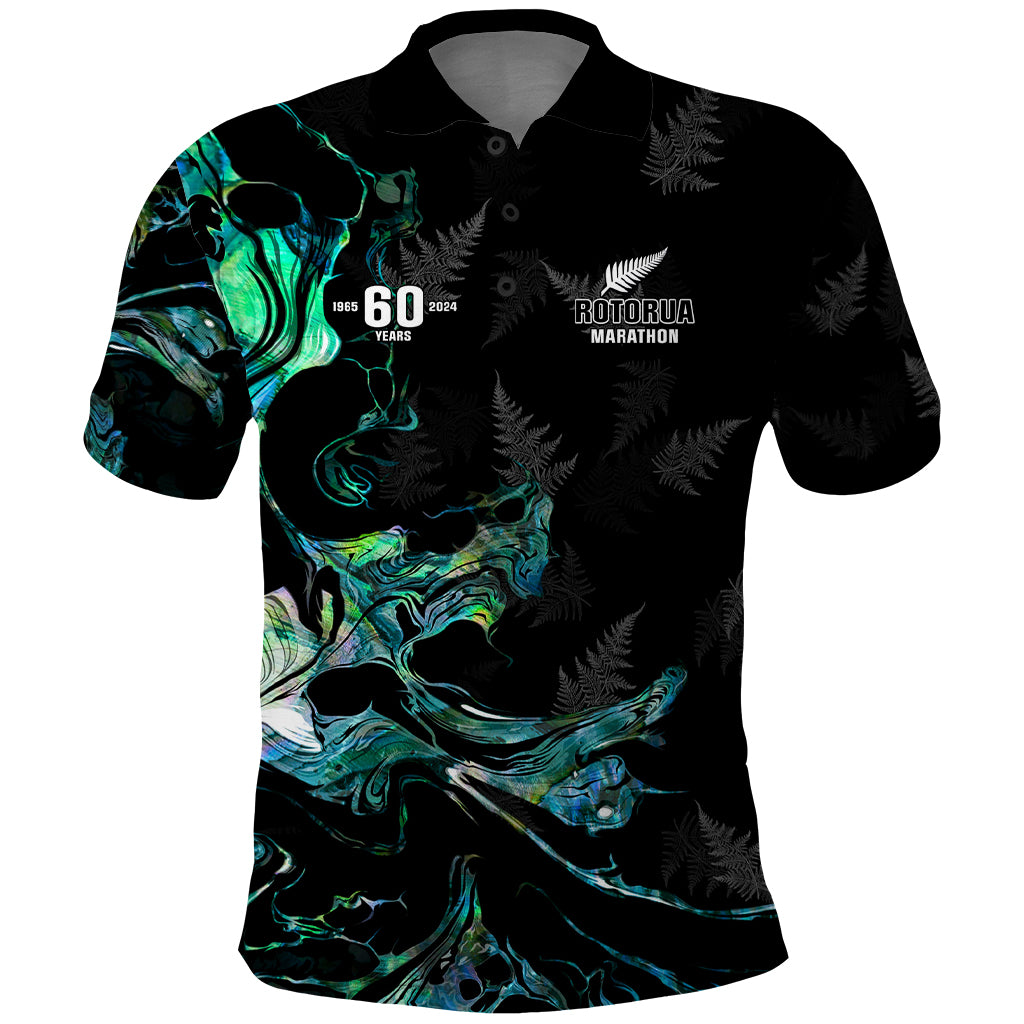 New Zealand Marathon Polo Shirt Silver Fern Paua Shell Simple Style