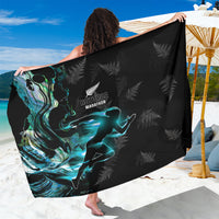 New Zealand Marathon Sarong Silver Fern Paua Shell Simple Style LT05 One Size 44 x 66 inches Black - Polynesian Pride