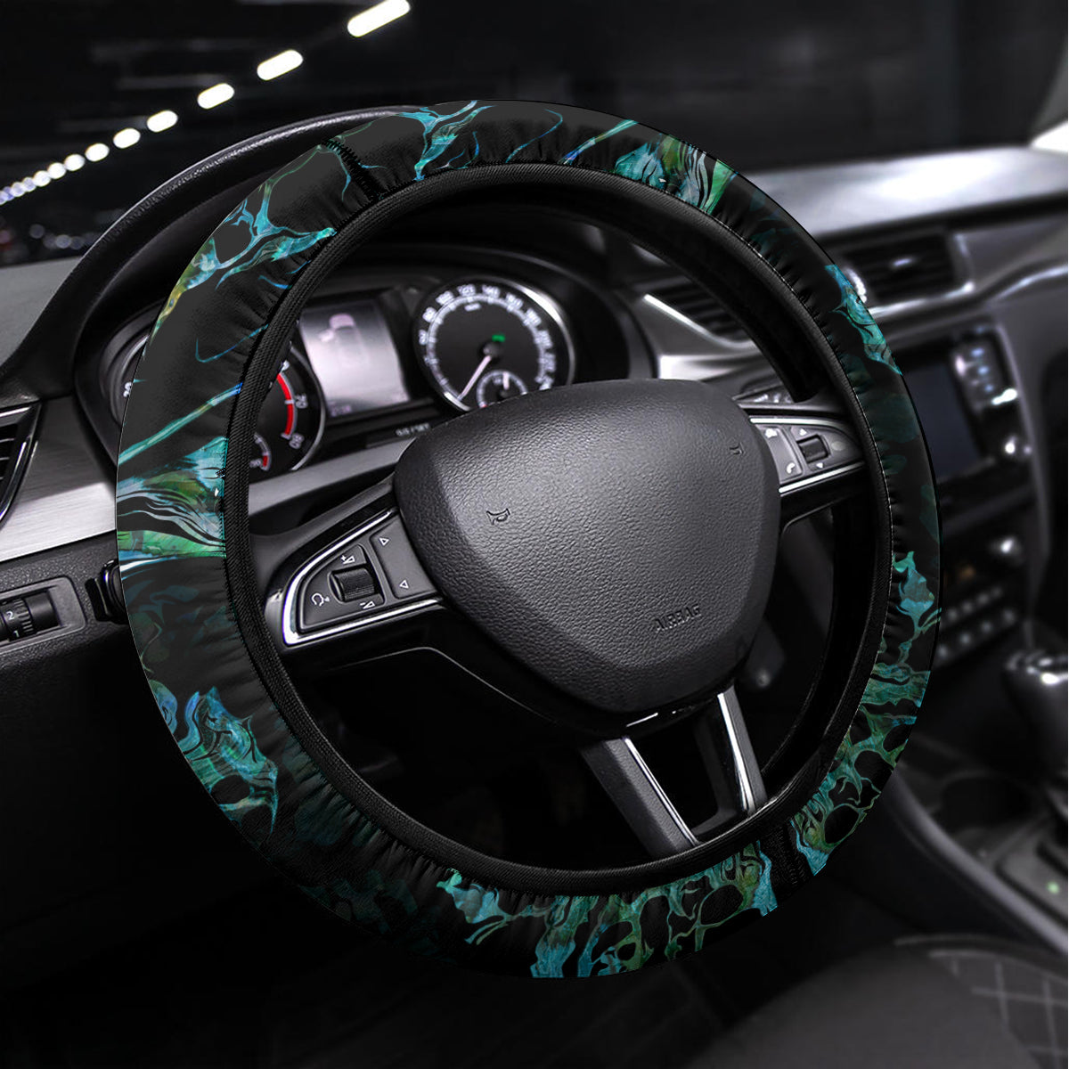 New Zealand Marathon Steering Wheel Cover Silver Fern Paua Shell Simple Style