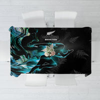 New Zealand Marathon Tablecloth Silver Fern Paua Shell Simple Style LT05 Black - Polynesian Pride