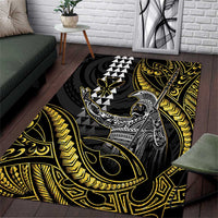Hawaii King Kamehameha The Great Area Rug Gold Tribal Tattoo LT05 Gold - Polynesian Pride