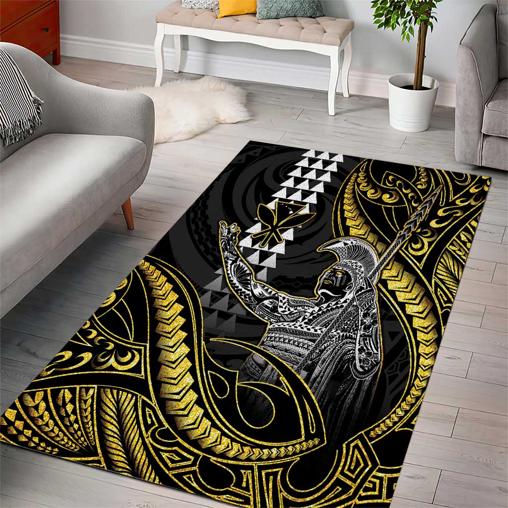 Hawaii King Kamehameha The Great Area Rug Gold Tribal Tattoo LT05 - Polynesian Pride
