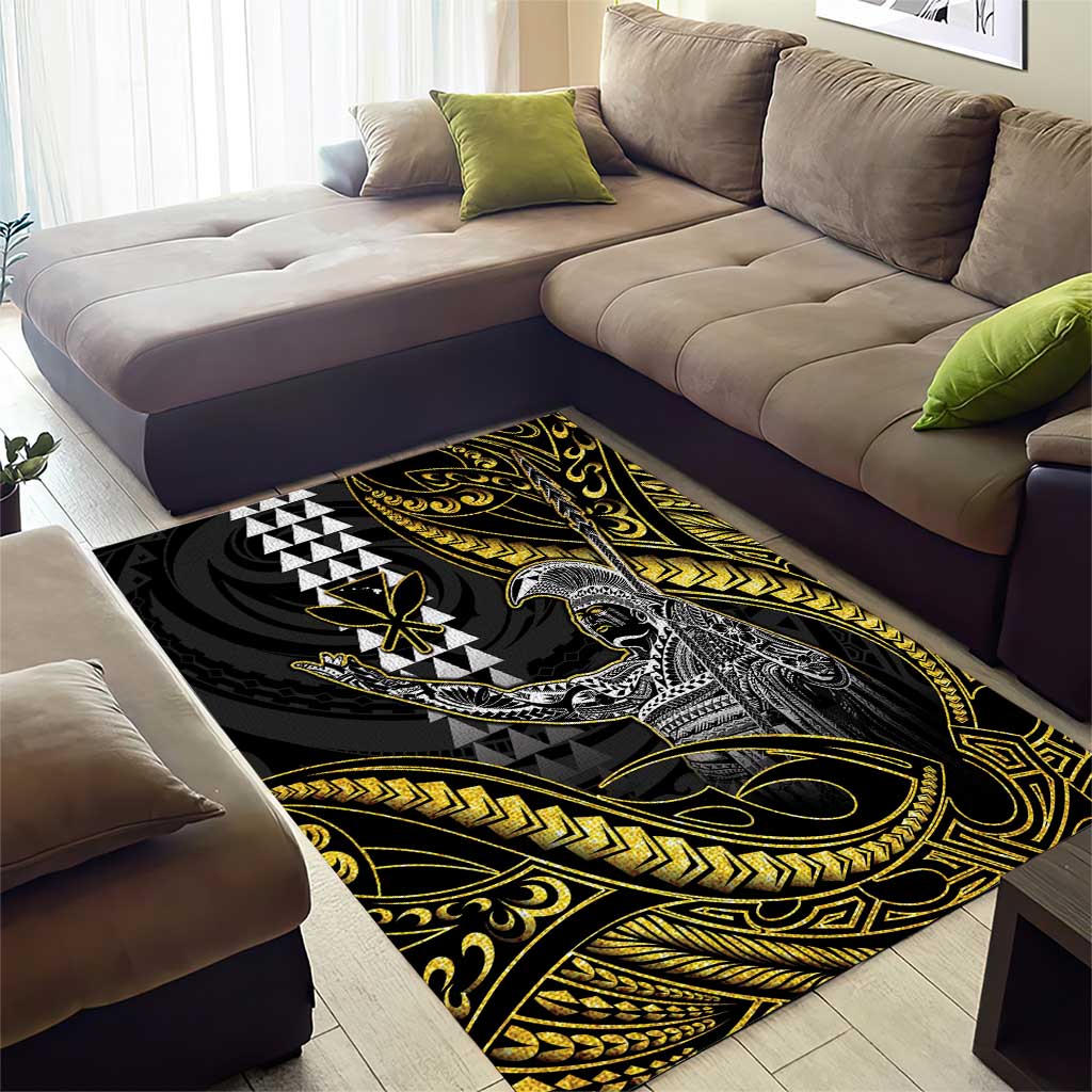 Hawaii King Kamehameha The Great Area Rug Gold Tribal Tattoo LT05 - Polynesian Pride