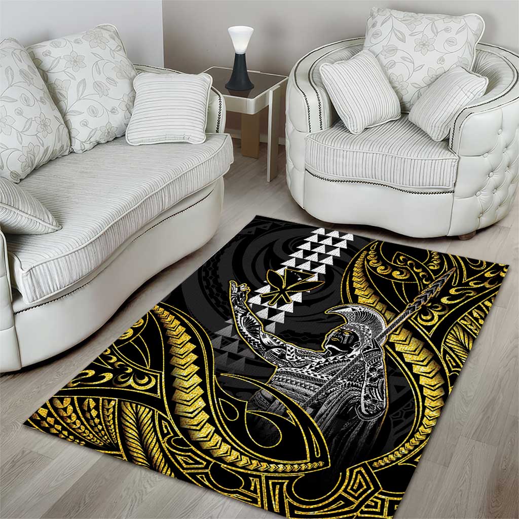 Hawaii King Kamehameha The Great Area Rug Gold Tribal Tattoo LT05 - Polynesian Pride
