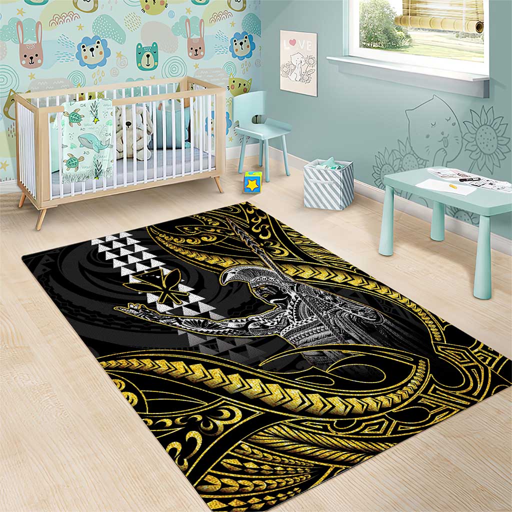 Hawaii King Kamehameha The Great Area Rug Gold Tribal Tattoo LT05 - Polynesian Pride
