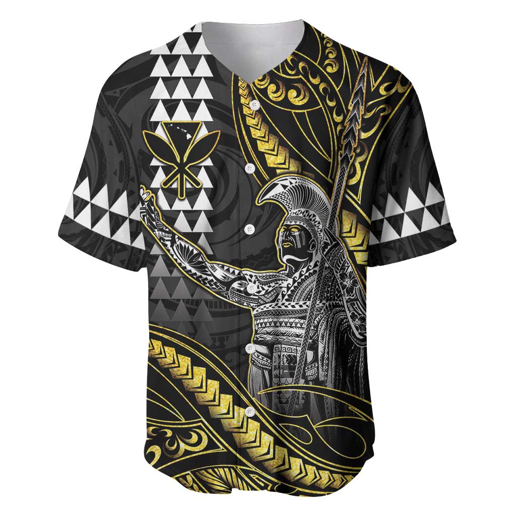 Hawaii King Kamehameha The Great Baseball Jersey Gold Tribal Tattoo LT05 Gold - Polynesian Pride