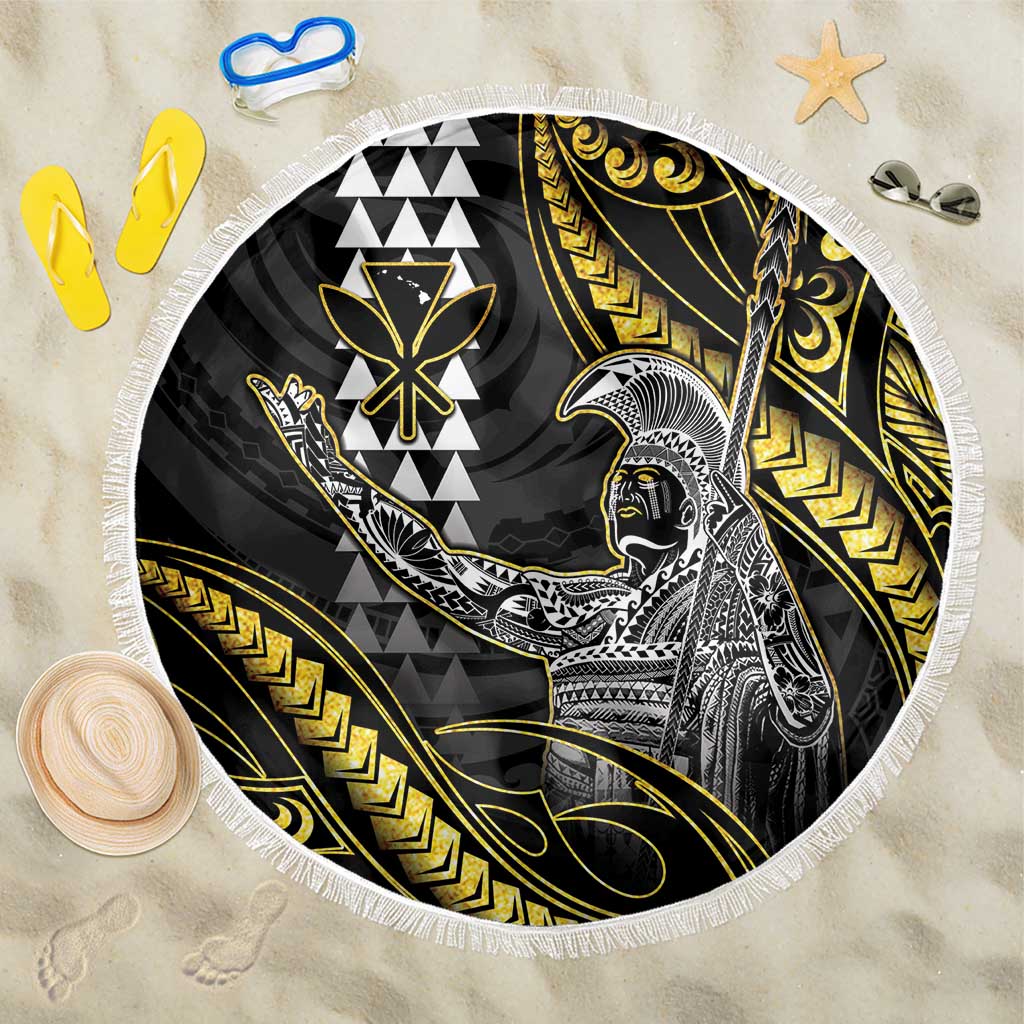 Hawaii King Kamehameha The Great Beach Blanket Gold Tribal Tattoo LT05 One Size 150cm Gold - Polynesian Pride