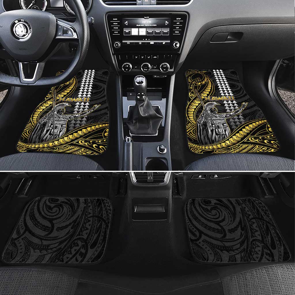 Hawaii King Kamehameha The Great Car Mats Gold Tribal Tattoo LT05 Set 4pcs Gold - Polynesian Pride