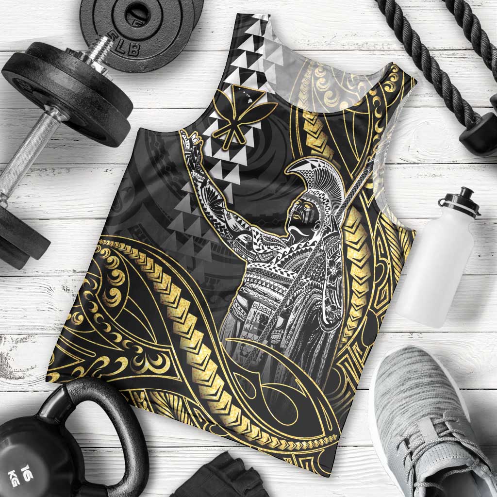 Hawaii King Kamehameha The Great Men Tank Top Gold Tribal Tattoo LT05 - Polynesian Pride