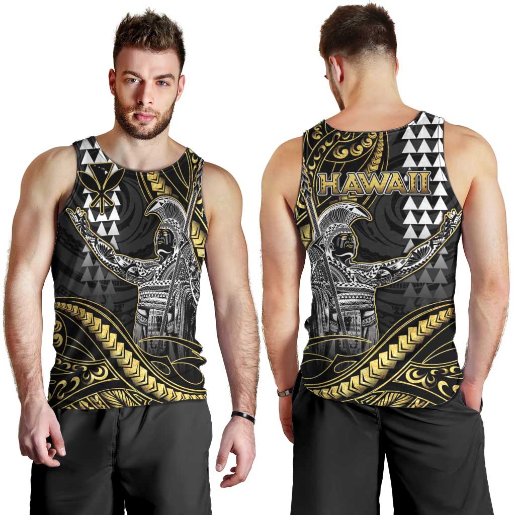 Hawaii King Kamehameha The Great Men Tank Top Gold Tribal Tattoo LT05 - Polynesian Pride