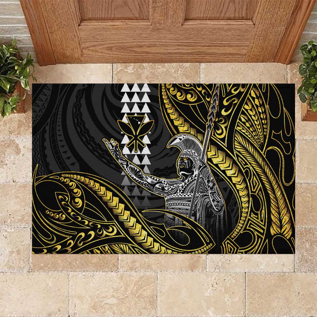Hawaii King Kamehameha The Great Rubber Doormat Gold Tribal Tattoo LT05 Gold - Polynesian Pride
