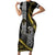 Hawaii King Kamehameha The Great Short Sleeve Bodycon Dress Gold Tribal Tattoo