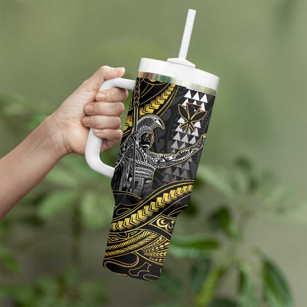 Hawaii King Kamehameha The Great Tumbler With Handle Gold Tribal Tattoo LT05 - Polynesian Pride