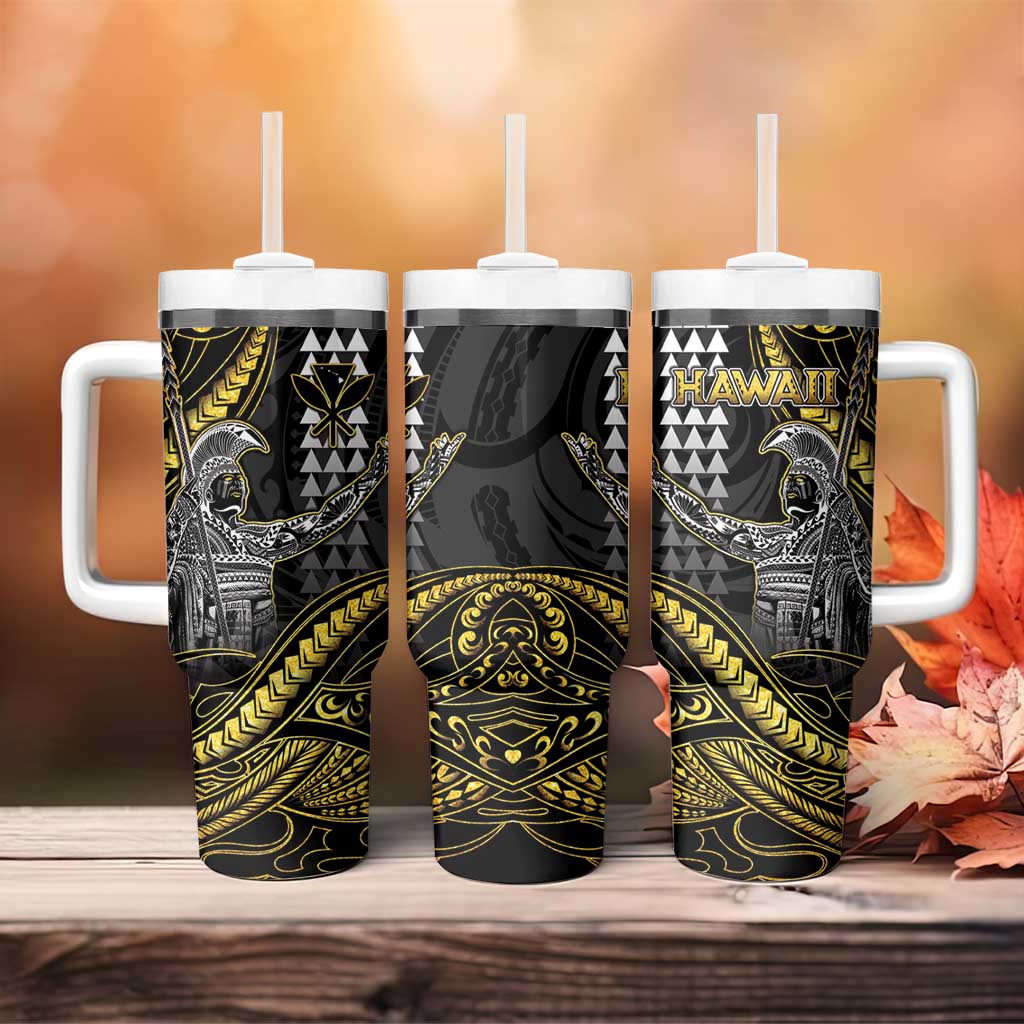 Hawaii King Kamehameha The Great Tumbler With Handle Gold Tribal Tattoo LT05 - Polynesian Pride