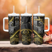 Hawaii King Kamehameha The Great Tumbler With Handle Gold Tribal Tattoo LT05 - Polynesian Pride