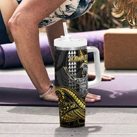 Hawaii King Kamehameha The Great Tumbler With Handle Gold Tribal Tattoo LT05 - Polynesian Pride