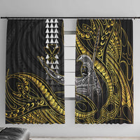 Hawaii King Kamehameha The Great Window Curtain Gold Tribal Tattoo LT05 With Hooks Gold - Polynesian Pride